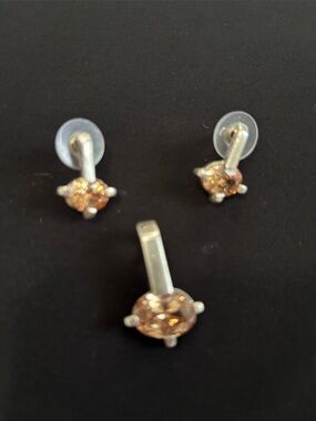 Sterling Silver Champagne Cubic Zirconia Stud Earrings and Pendant